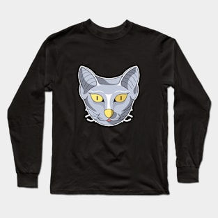 cute silver sand cat face Long Sleeve T-Shirt